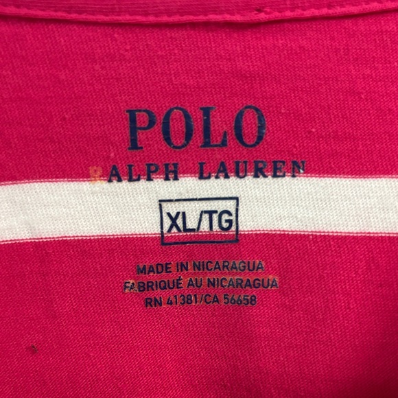 Ralph Lauren hot pink and White Striped Tee sz XL - Picture 2 of 8